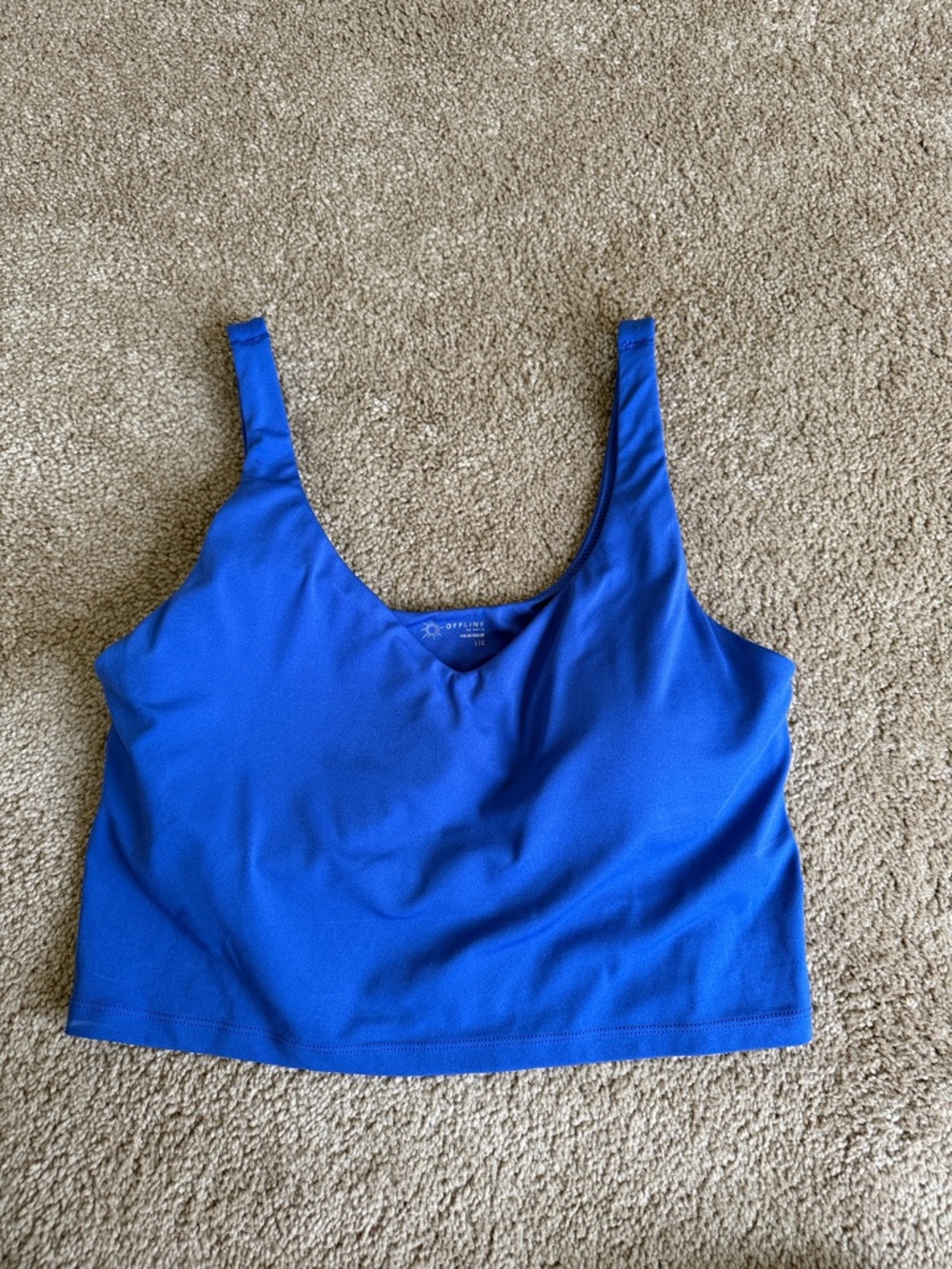 OFFLINE By Aerie Real Me Low Key Longline Sports Bra in Cobalt Jewel